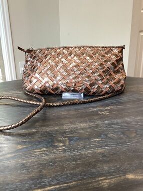 Elliott Lucca Woven Metallic Leather Crossbody